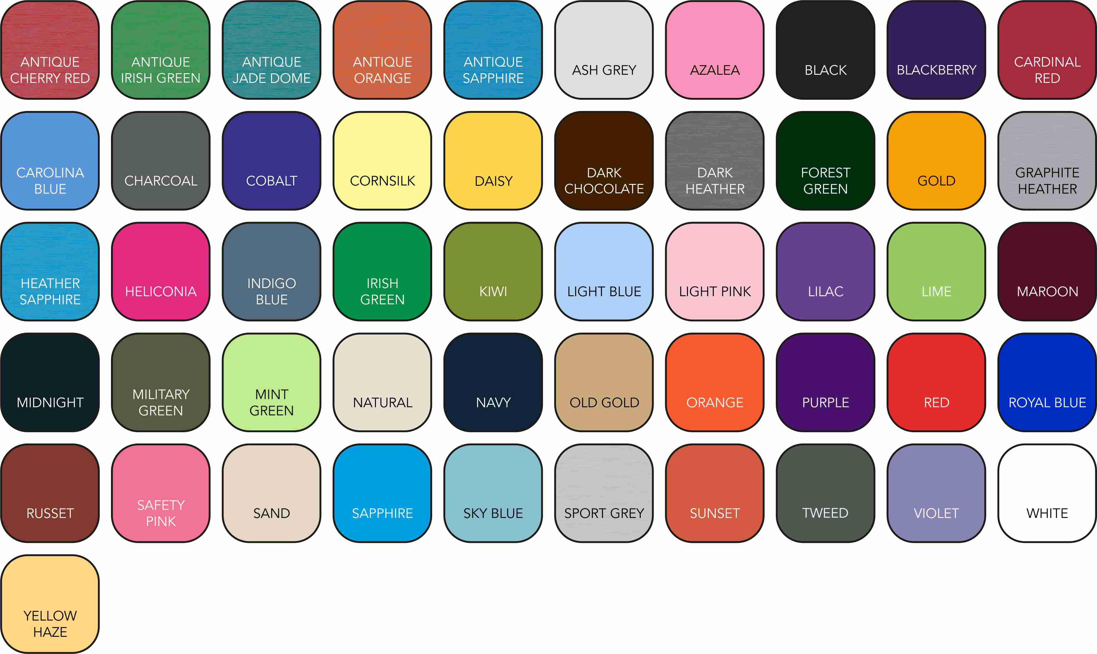 GD005 Unisex Colour Range
