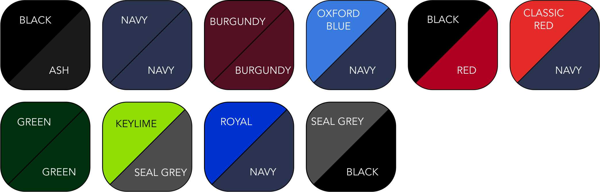 RG045 Unisex Colour Range