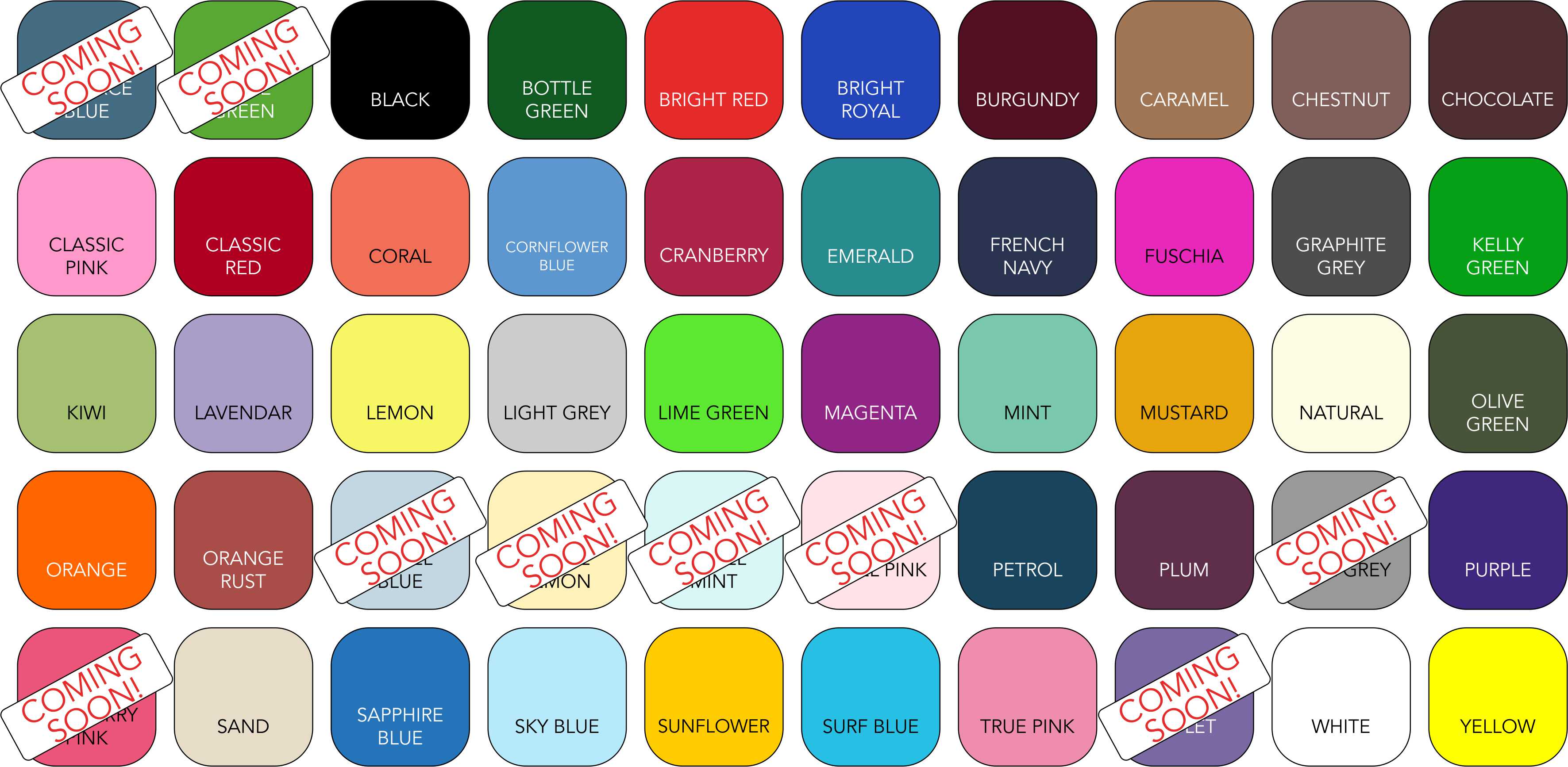 WM101 Unisex Colour Range
