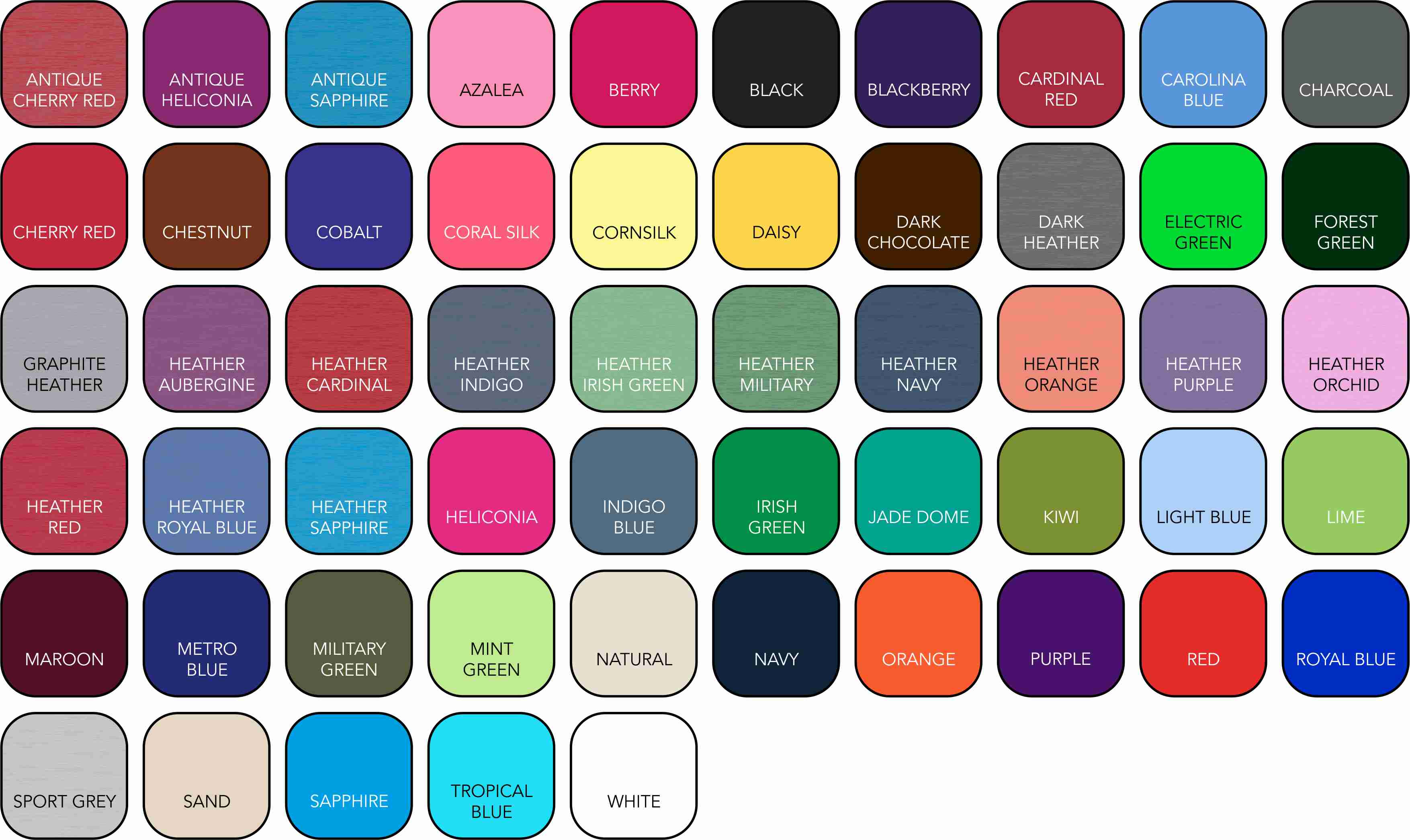GD001 Unisex Colour Range