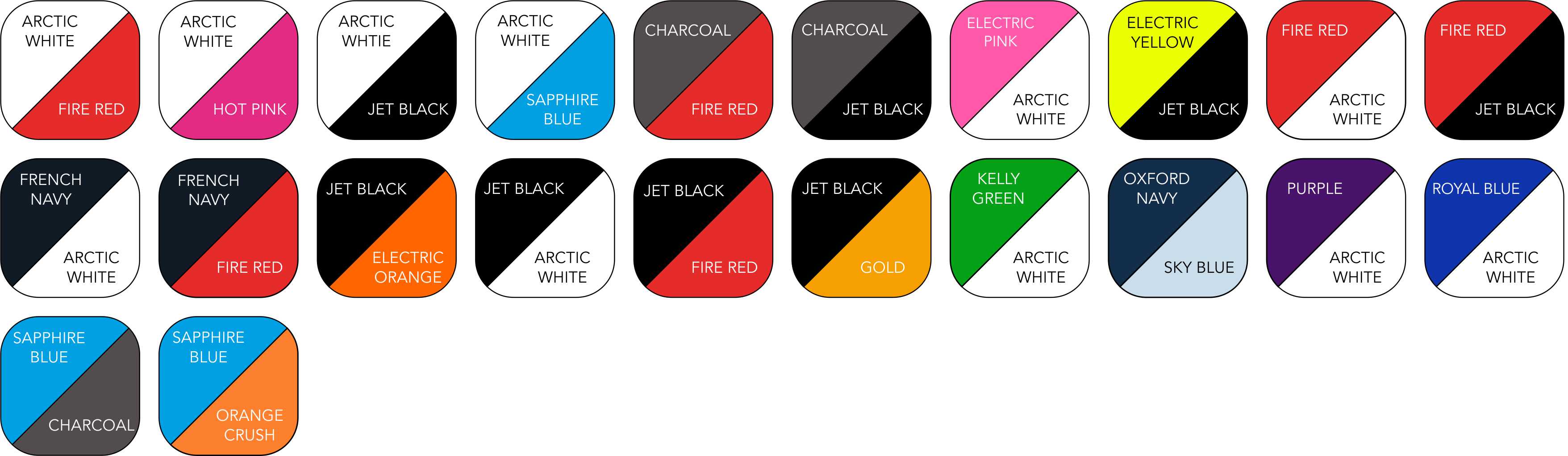 JC003 Unisex Colour Range